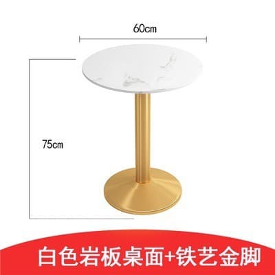 Snow mountain white 60 round + golden iron legs