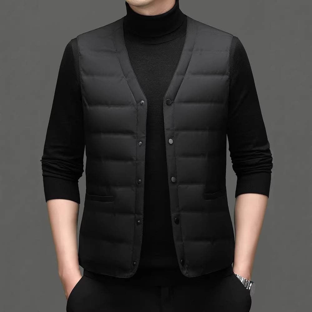Middle-Aged and Elderly Men's Cotton Vest, Autumn and Winter Short Style, Loose Casual Large Size Vest, Warm Inner Wear Vest for Dad 1