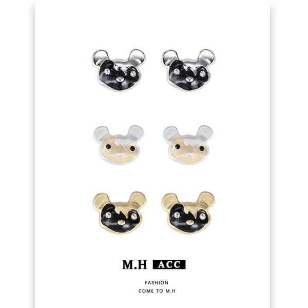 Original Design Oil Dripping Cartoon Bear Earrings for Women, Exquisite, Sweet and High-End Earrings, Sweet and Cool Fashionable Silver Needle Earrings