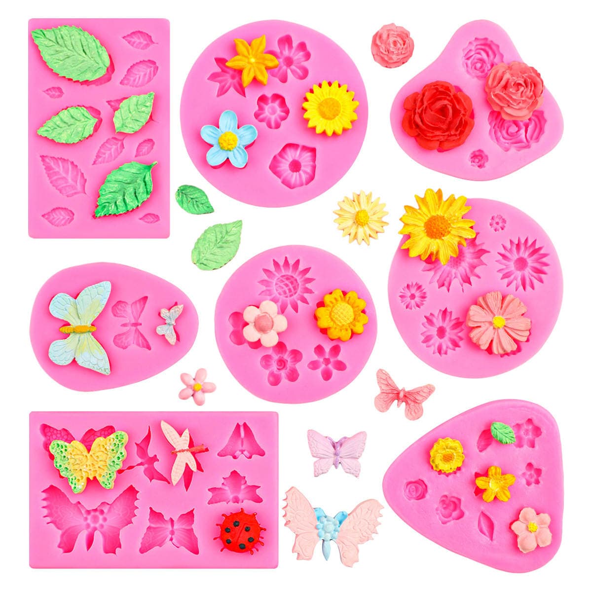 Daisy Rose Small Flower Silicone Mold DIY Leaf Fondant Cake Baking Mold Glue Resin Mold 3