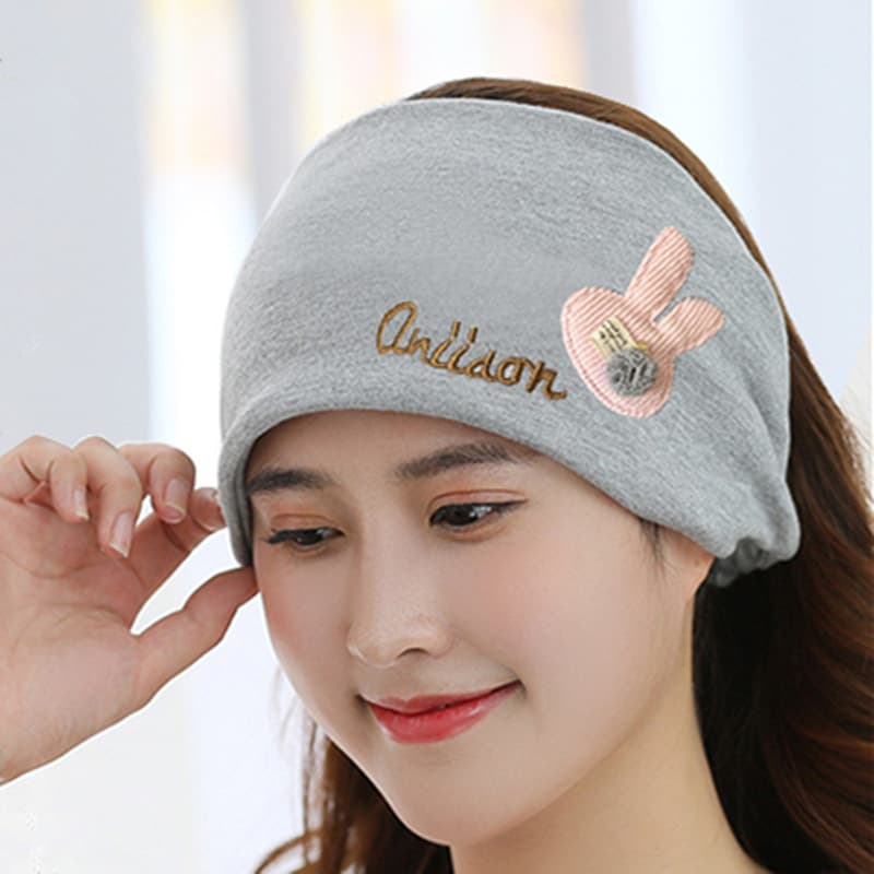 Gray bunny elastic headscarf