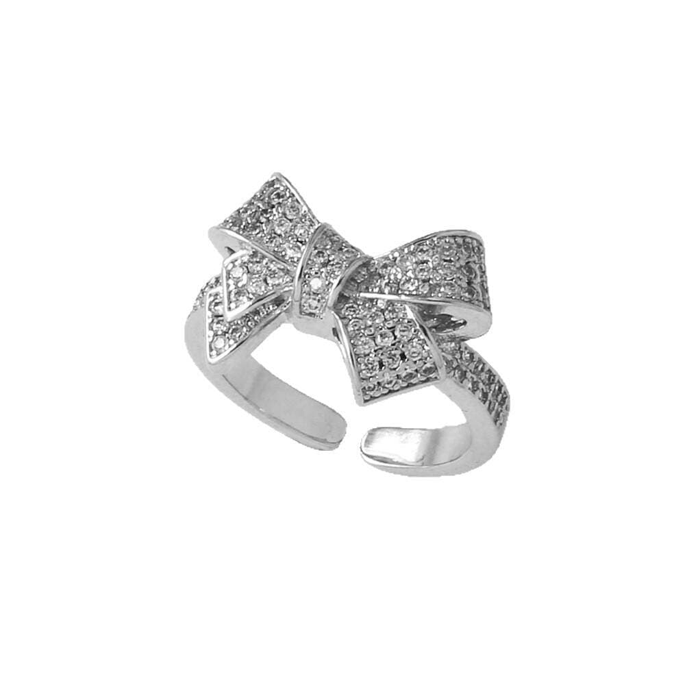 As Jewelry Sərhədlərarası Yeni Zirkonlu Ağ K Kəpənək Formalı Tənzimlənən Qadın Üzüyü Rim92 5