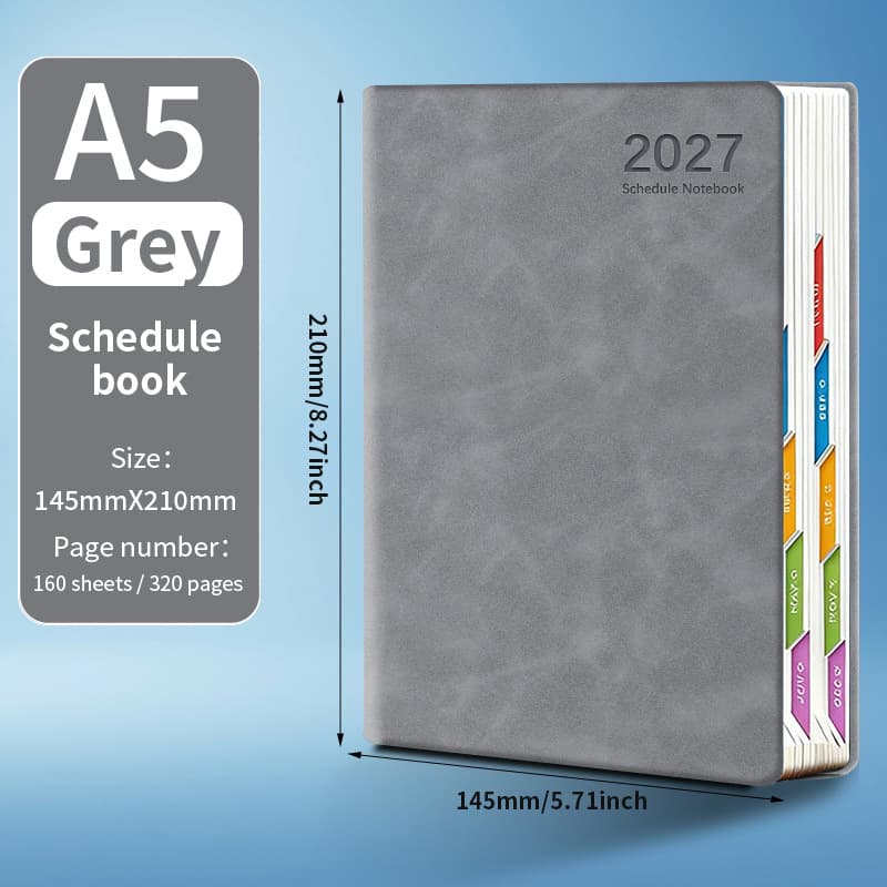 2027 english version simple schedule book-grey