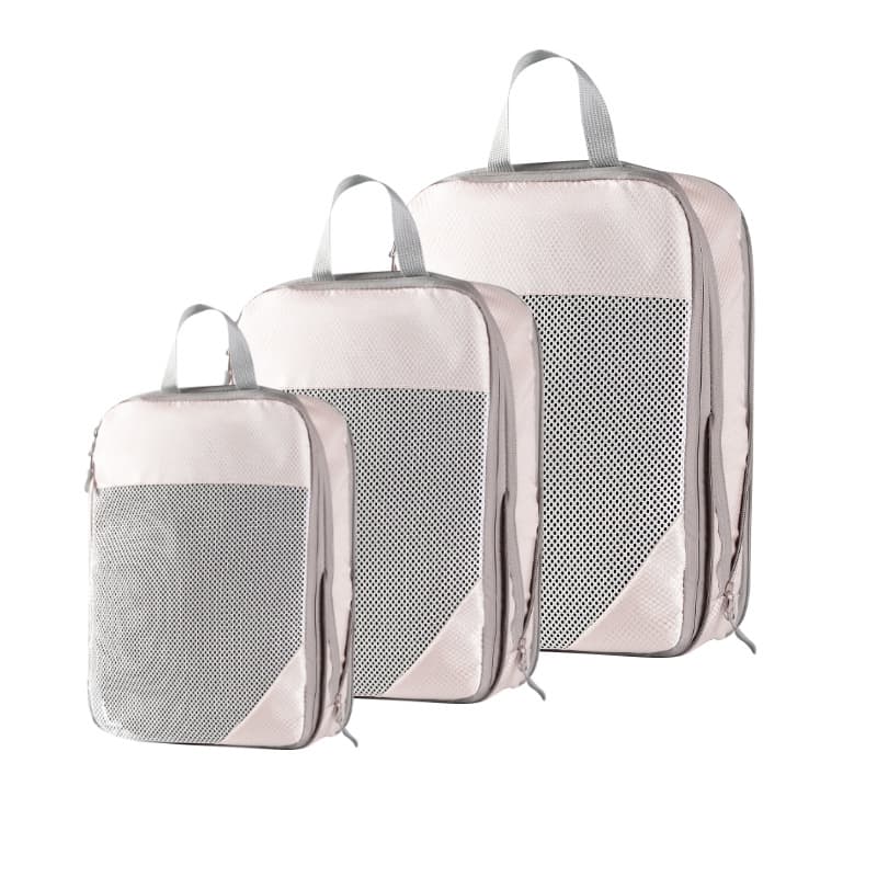 Three-piece set with mesh beige