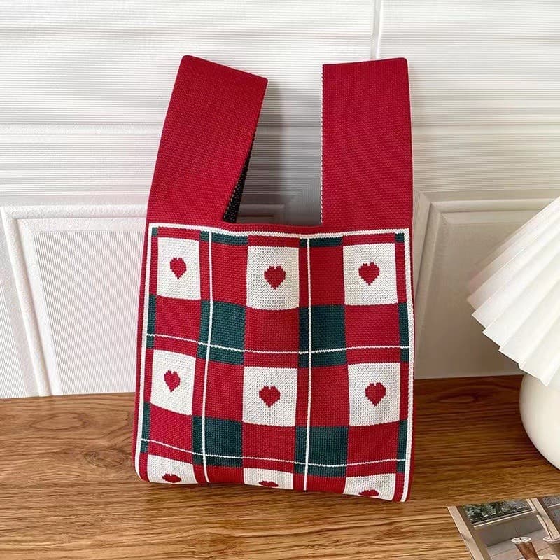 Checkered heart-red
