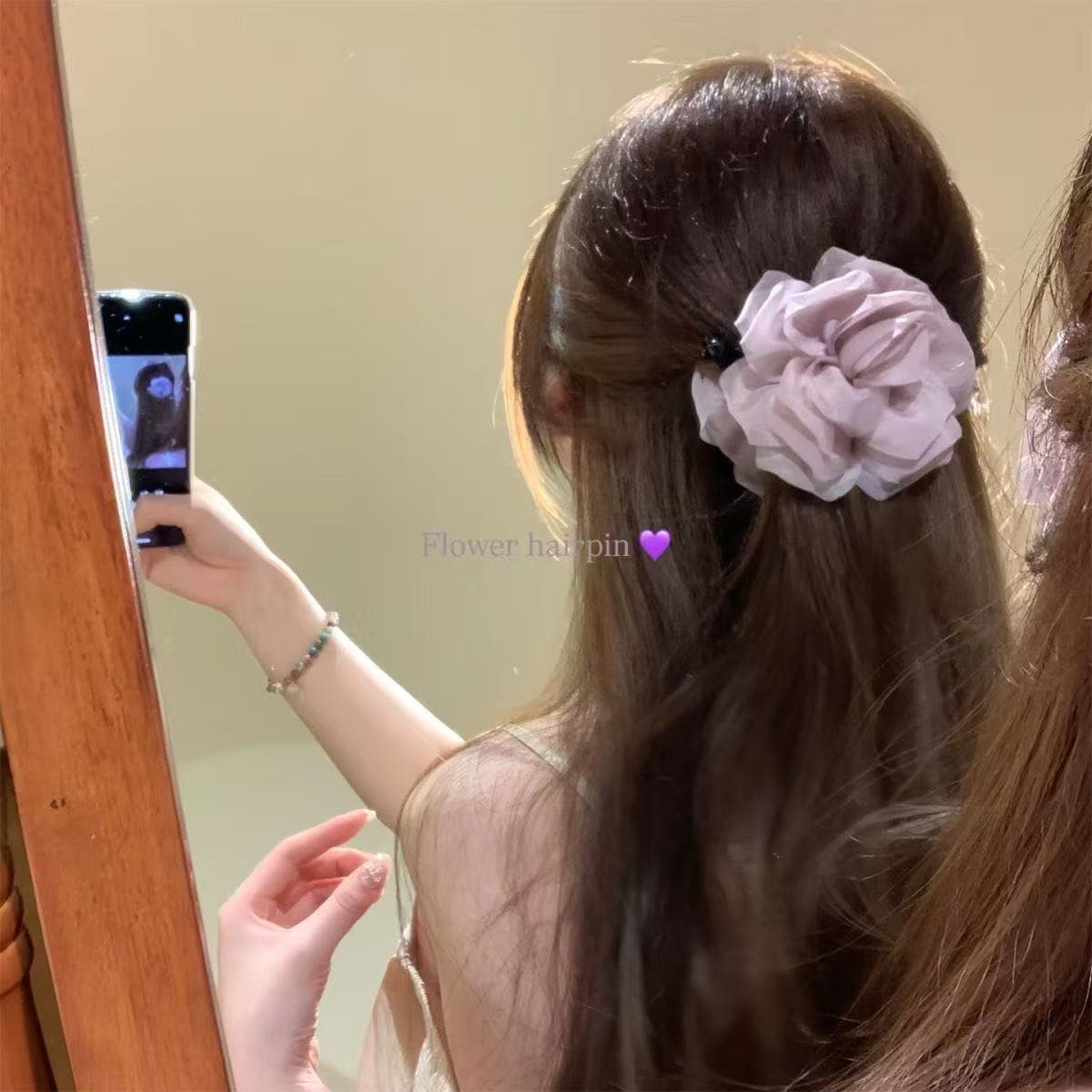 7335 tulle flower banana clip-purple