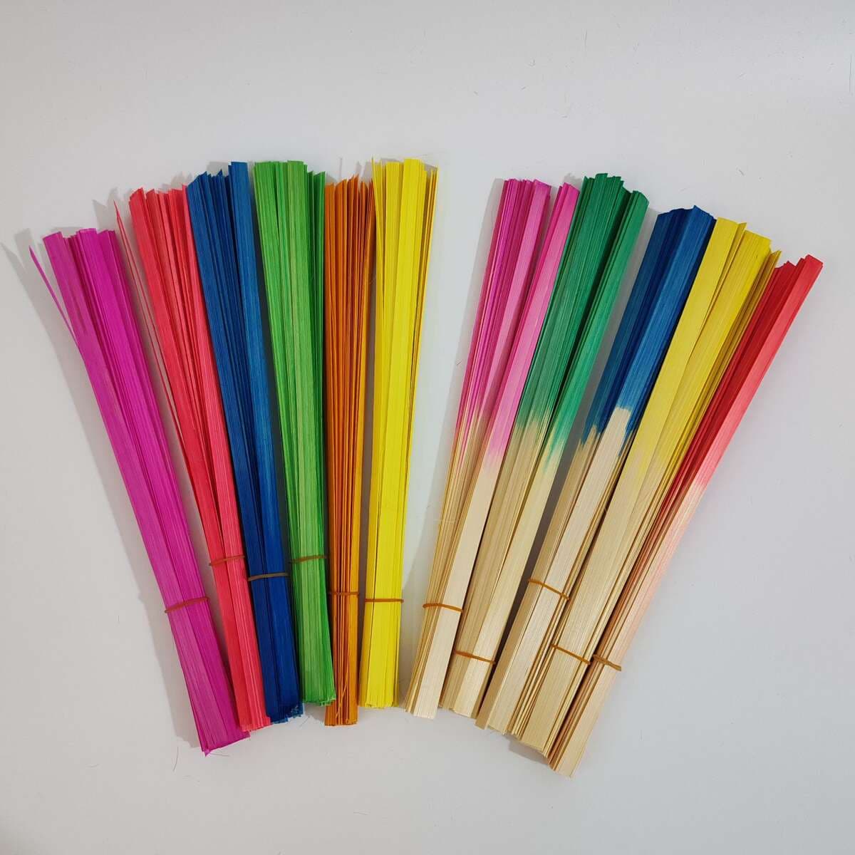 Bamboo strips, bamboo reeds, intangible cultural heritage weaving, handmade DIY material kit for kindergarten, colorful gradient bamboo pieces, fan bamboo strands 2