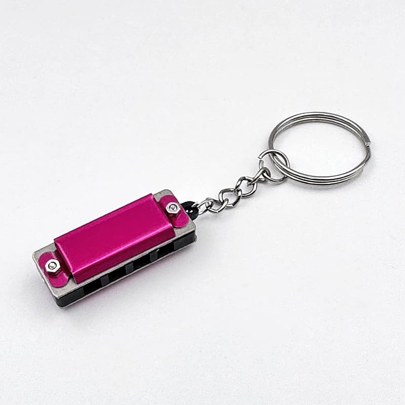 Mini metal harmonica (rose red) hanging ring style