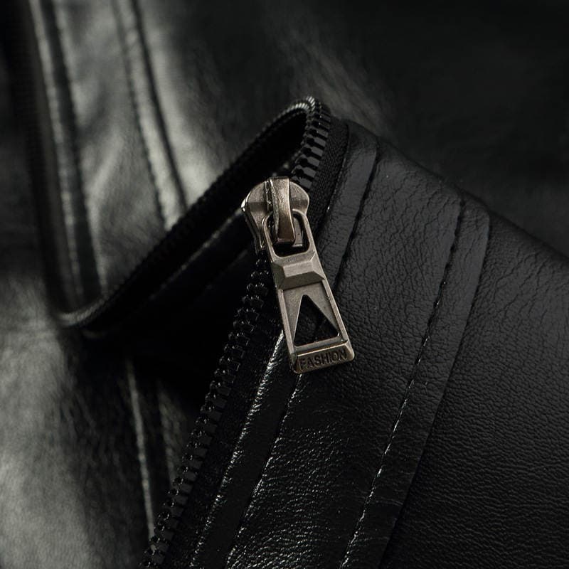 Middle-Aged Men's Pu Leather Jacket, Dad Style, Middle-Aged and Elderly Leather Jacket, Men's Spring and Autumn New Style, Stand-Up Collar Leather Jacket, Thin 4