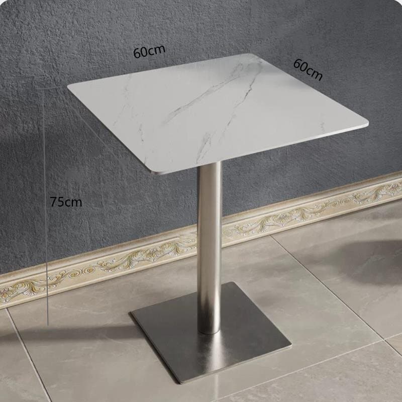 Snow mountain white 60 square + silver stainless steel feet