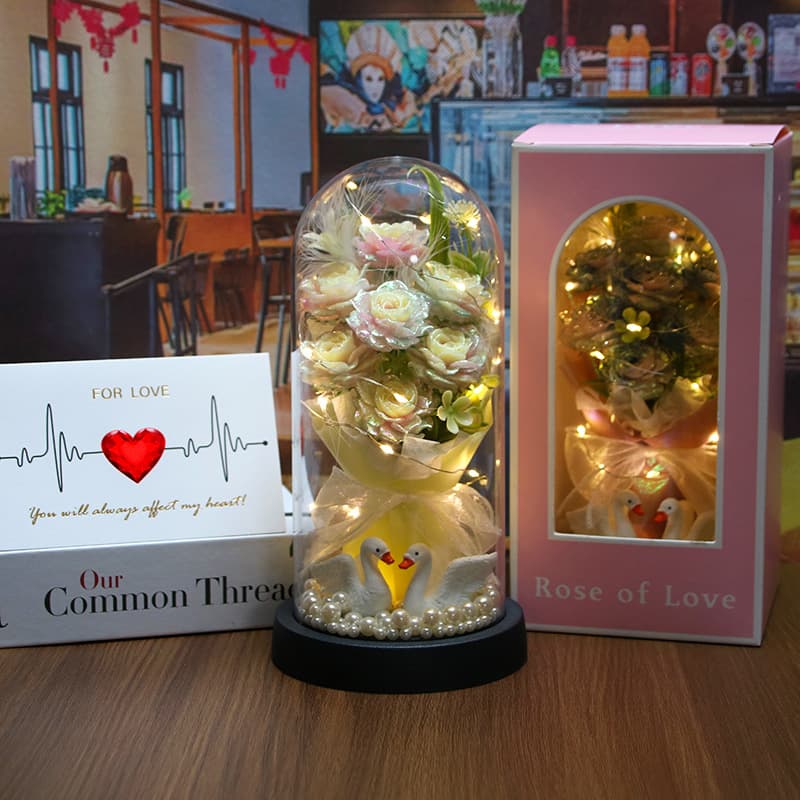 [lighting night light-champagne gradient rose bouquet]
