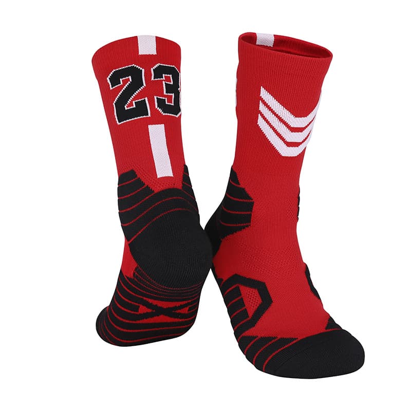 Red and white no. 23-adult socks