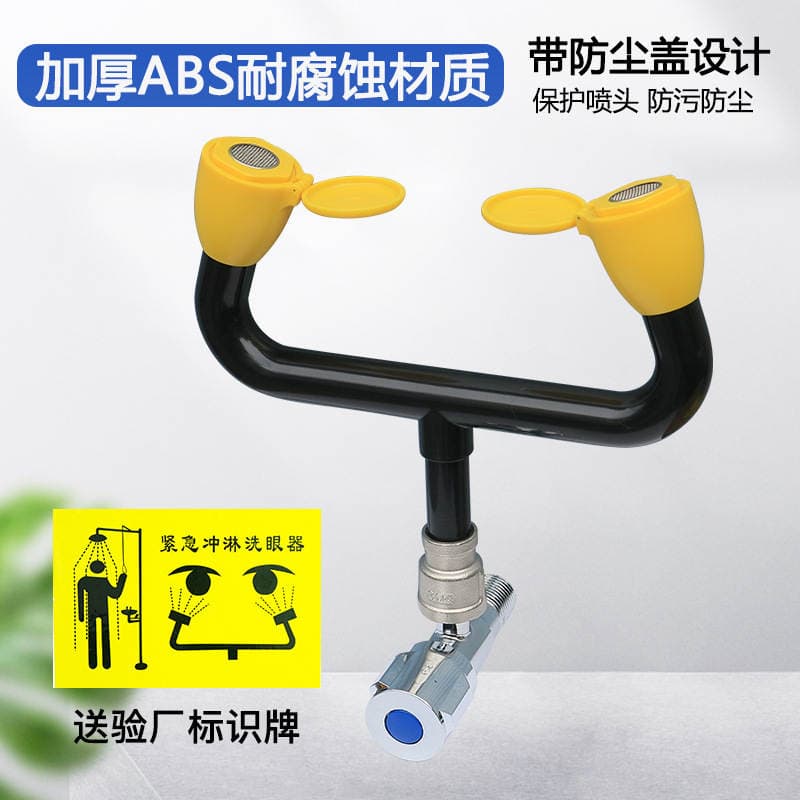 Industrial high quality 304 stainless steel wall-mounted eye washer wall-mounted emergency double-mouth laboratory eye washer factory 2