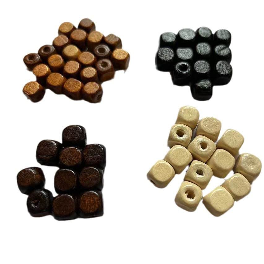 DIY üçün 8/10mm qəhvəyi dəyirmi kvadrat taxta muncuqlar 5