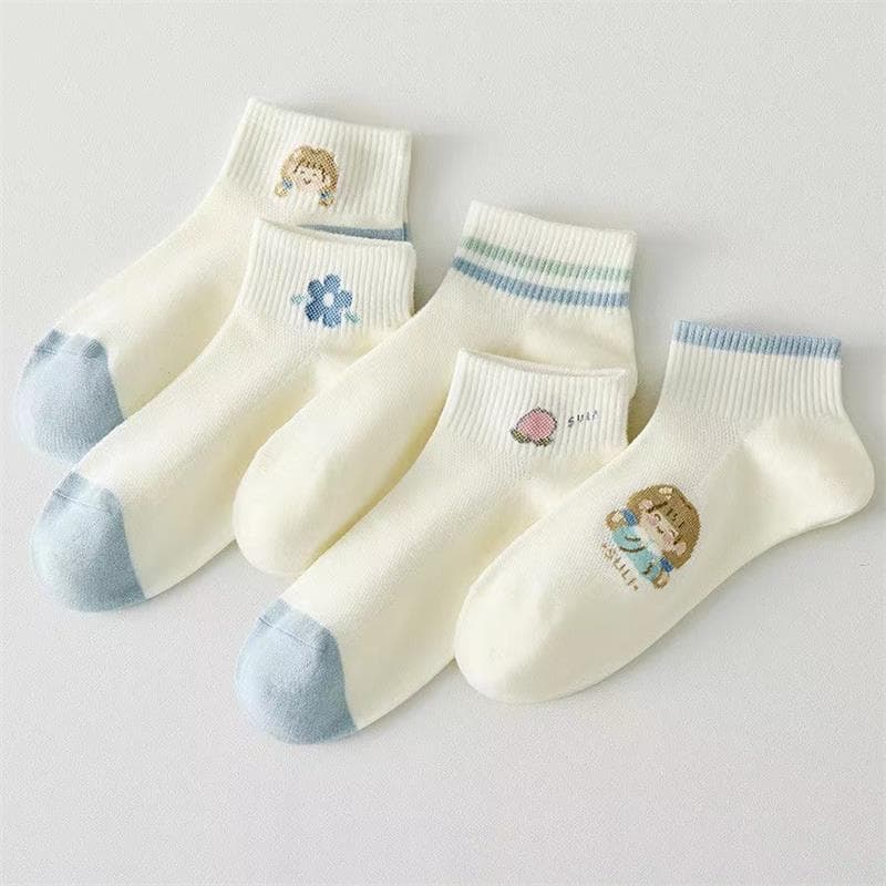 Women's boat mesh little princess (10 pairs/pack of 5 colors mixed)