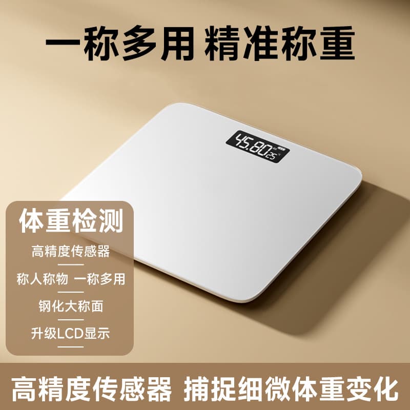 Weight scale - elegant white [precise sensing + high-strength tempered glass + long-lasting battery life]