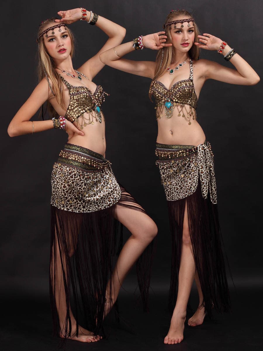 European and American Style Belly Dance Costume Tassel Ethnic Dance Xizang Costume Tribal Princess Ethnic Minority Women's Two-Piece Christmas Set 5