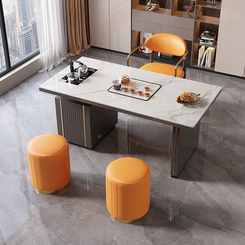 1.4m table, 1 light luxury chair + 2 round stools
