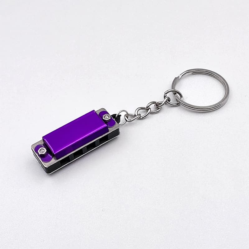 Mini metal harmonica (purple) hanging ring style