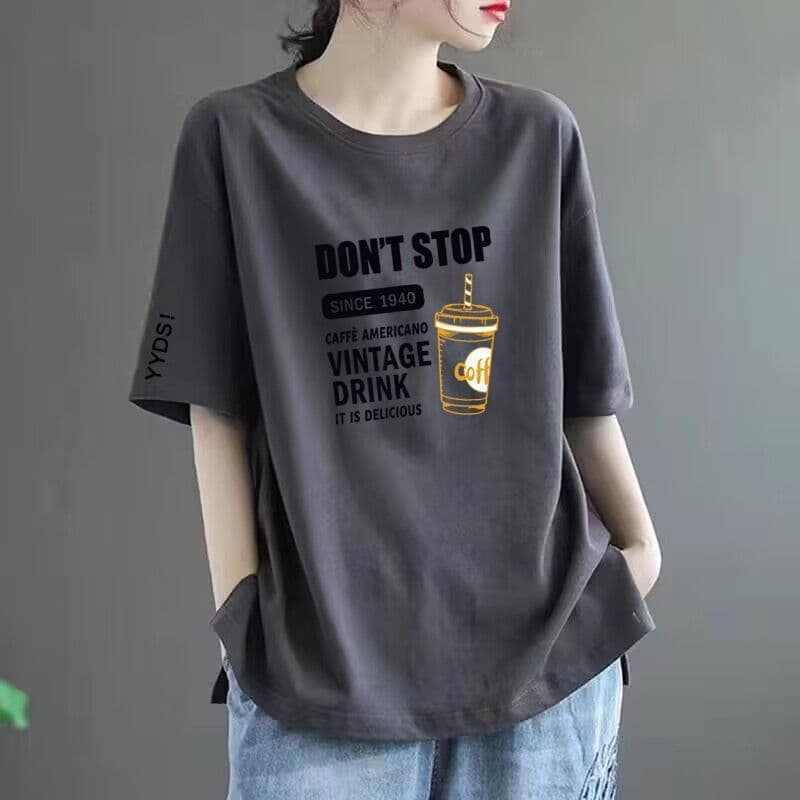 50 dark grey black sleeve [medium] letter coffee