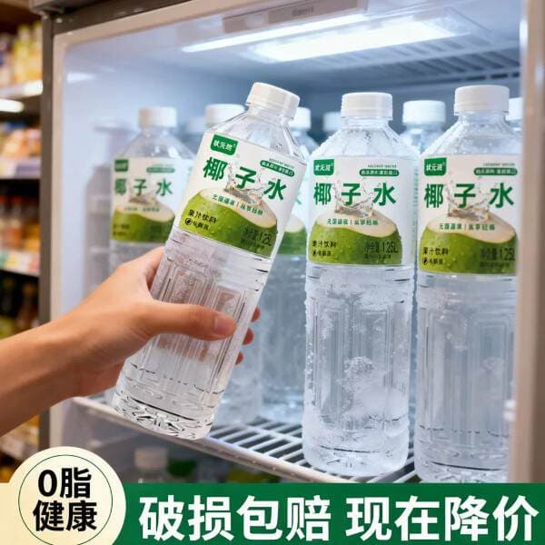 Coconut Water. Refreshing Summer Fat Drink to Quench Thirst. Juice Is Added to Taste Delicious and Freshly Squeezed from Shandong