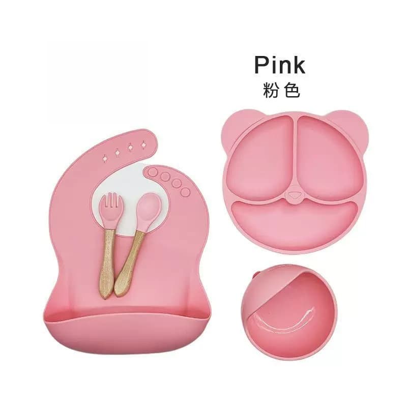 Pink-wooden handle spoon-[five-piece set]