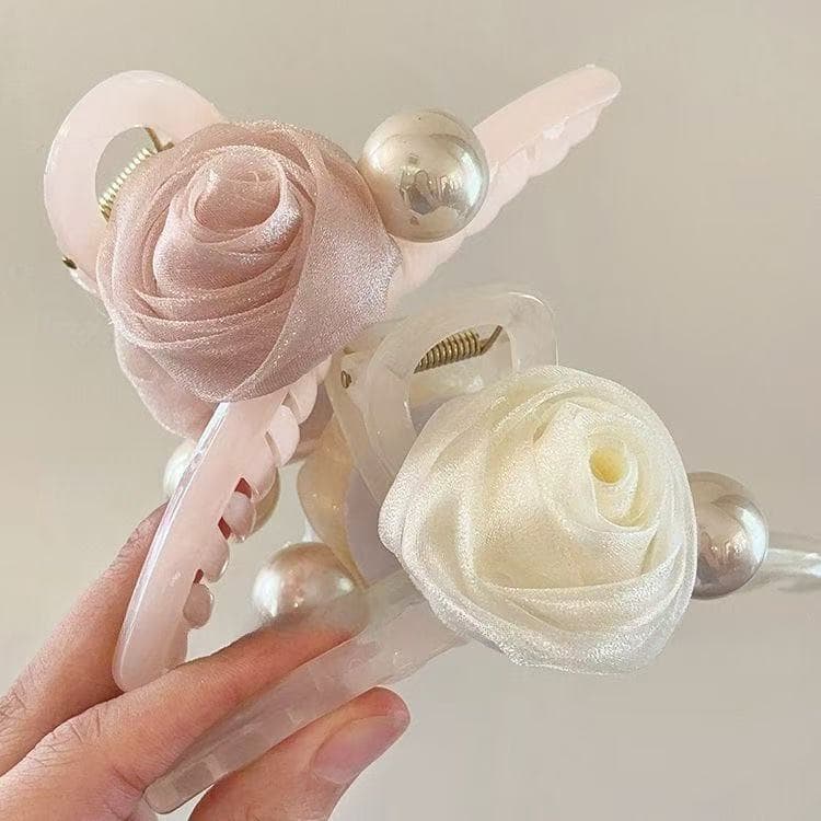 5703 gauze rose pearl clip-pink