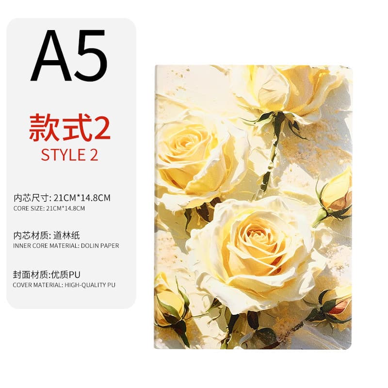 Yellow rose color printed a5 notepad