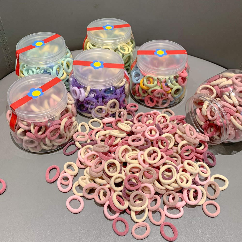 2cm Children's Colorful Hair Ties That Don'T Damage Hair, Towel Ring Style, High Elasticity Hair Bands for Little Girls, Thumb Ring Style 3