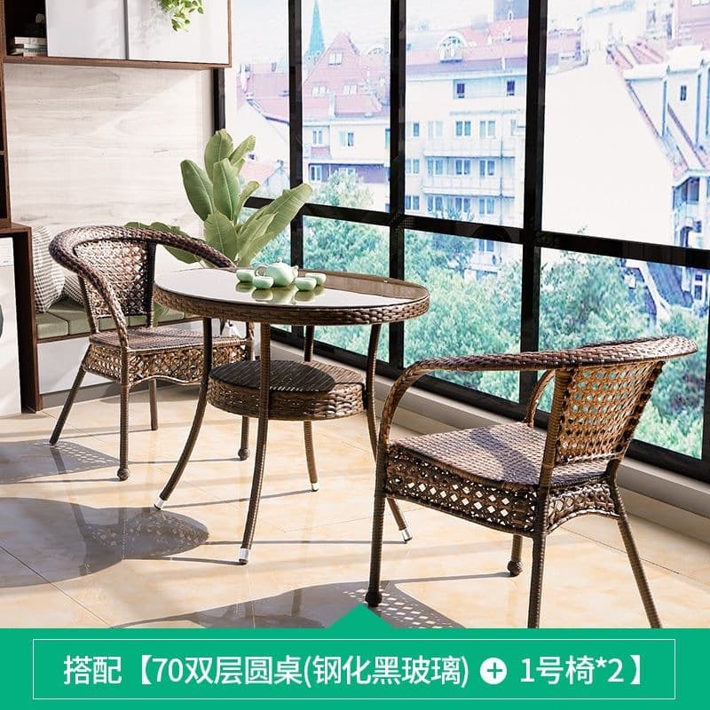 70 double-layer round table + 2 chairs (with cushions included)