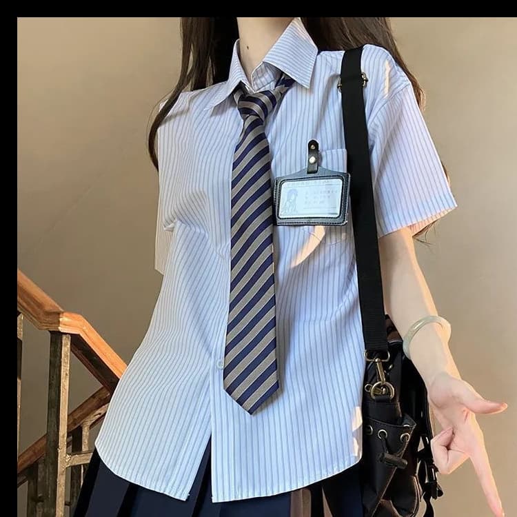 One-piece blue striped shirt