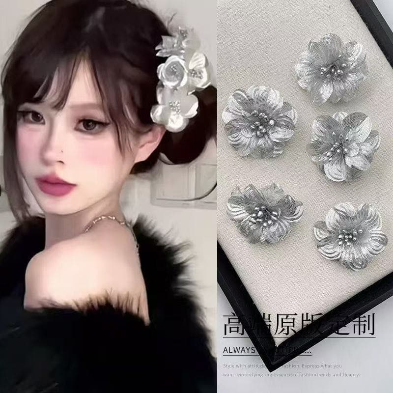 6070 silver flower hairpin-1 hairpin