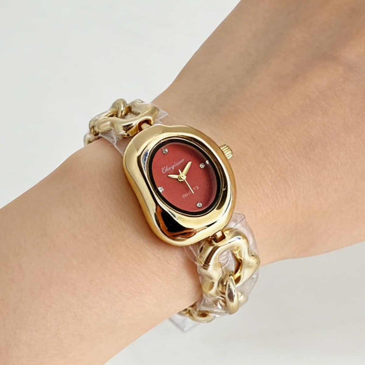 Gold shell red face