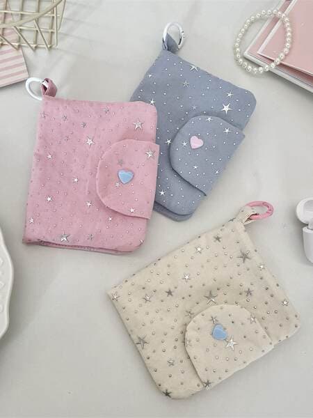 61264 Star Sequin Id Organizer Card Holder Coin Storage Wallet Zipper Card Case Id Card Student Card Holder
