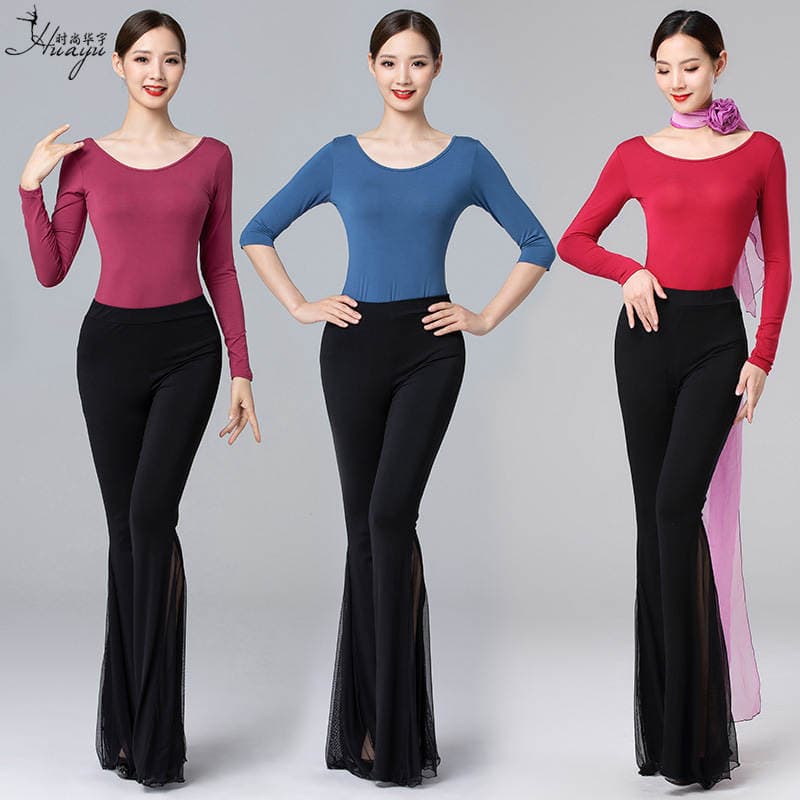 Fashion Huayu Crewneck Body Etiquette Training Clothing Modal Flared Pants Training Catwalk Practice Clothing Dance Suit 3