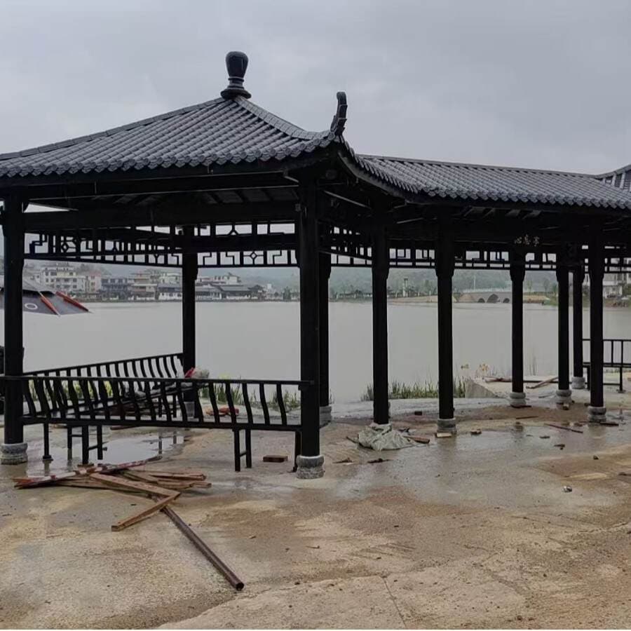Changsha, Hunan, Cooperation on Ancient Building Projects, Architectural Design, Pavilions, Long Corridors, Solid Wood Bridges, Swings 2