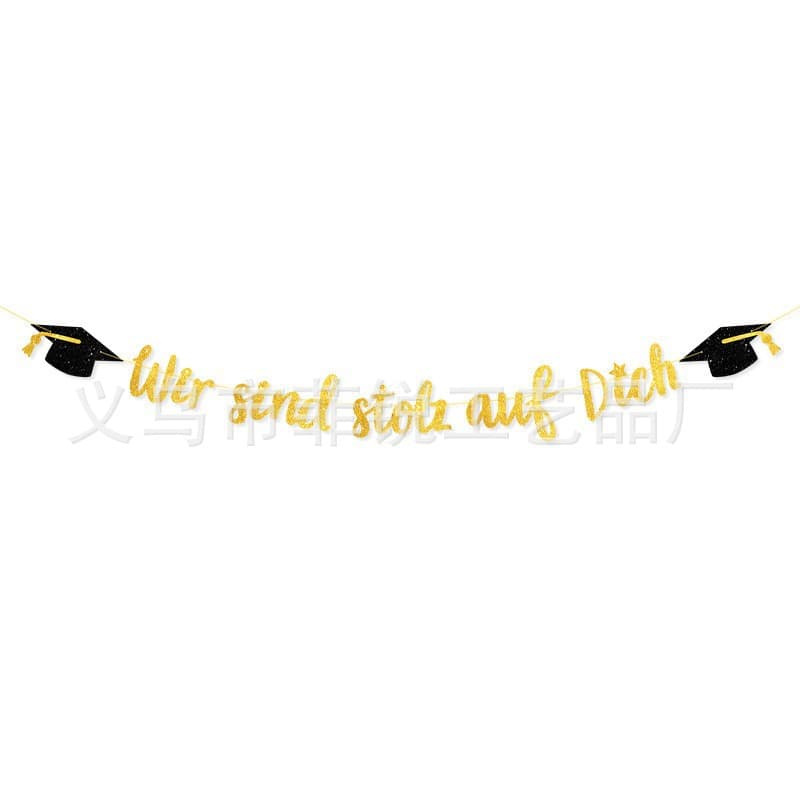 Dfq922-1 graduation cap gold wir sind stol auf dich glitter latte art
