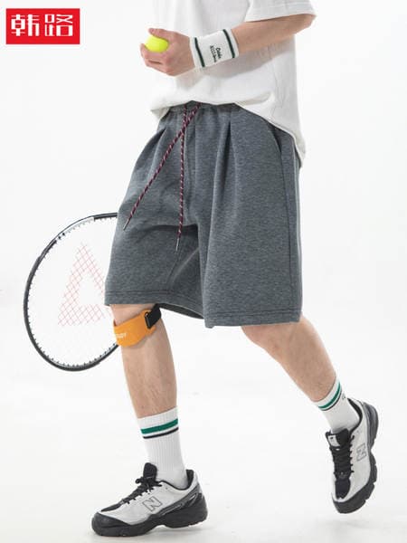 Men's Summer Sports Shorts with Color-Blocking Drawstring, Pleated Retro Style, Breathable Loose Casual Five-Point Pants