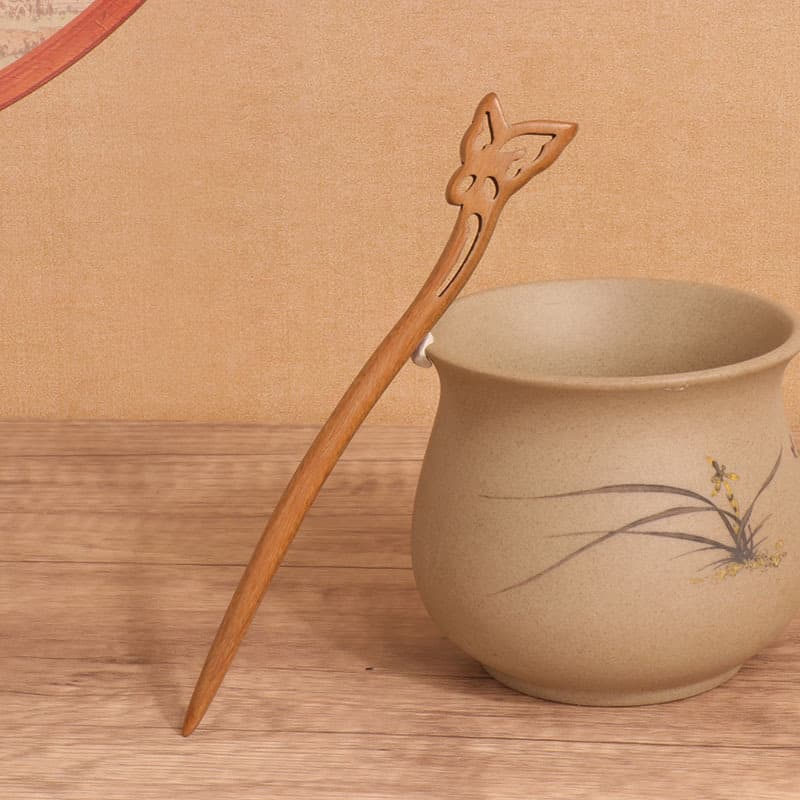 Green sandalwood hairpin---butterfly (18cm)