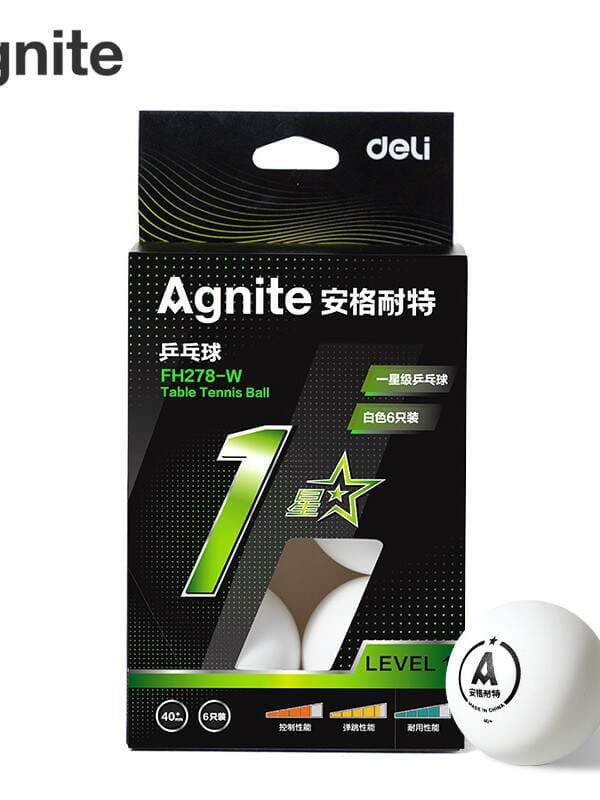 Deli Angnet Fh278-W One-Star Table Tennis Balls, Pack of 6, 40mm, Durable for Training and Competition 1