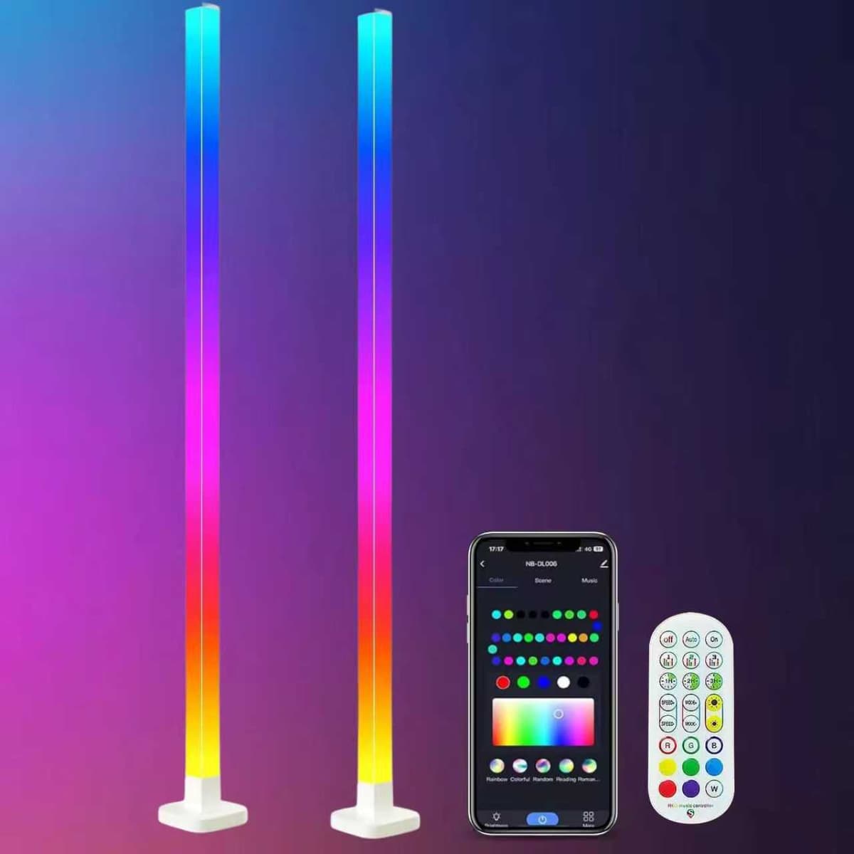 Bluetooth app + remote control floor lamp (pack of two)