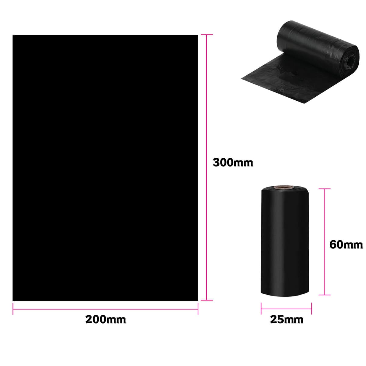 Ordinary PE black solid color thickness 0.8 silk non-fragrant 15/roll