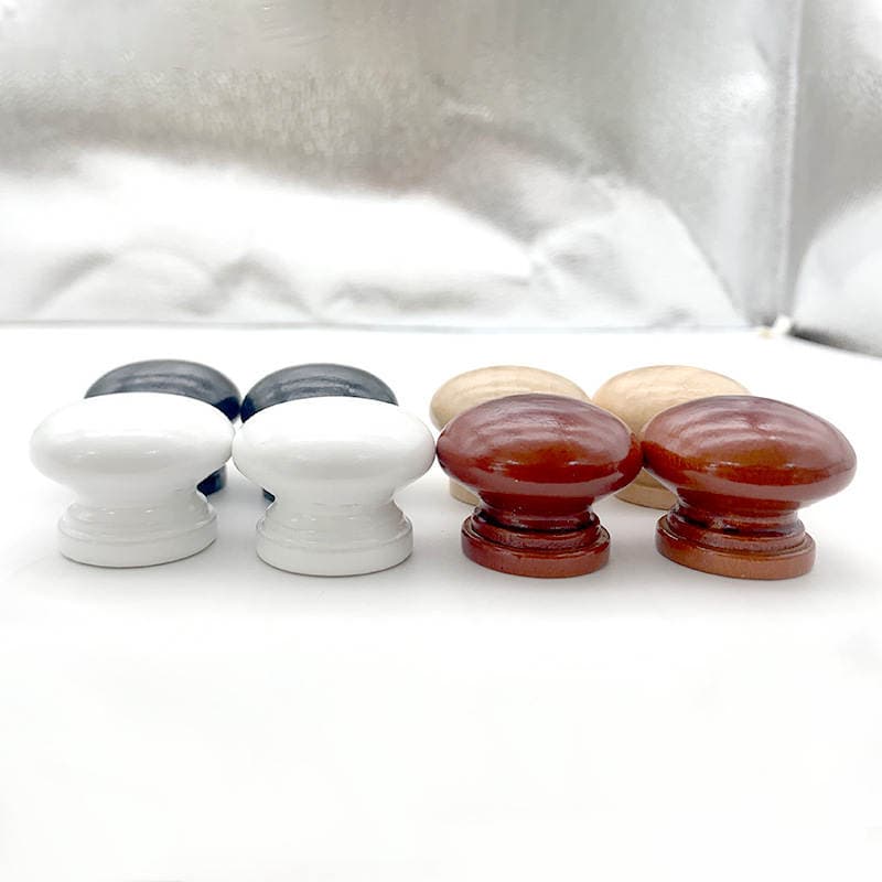 Factory Wholesale Natural Wood Mushroom-Shaped Wooden Handle Single-Hole Drawer Handle Round Wooden Handle Cabinet Drawer Wooden Handle 4
