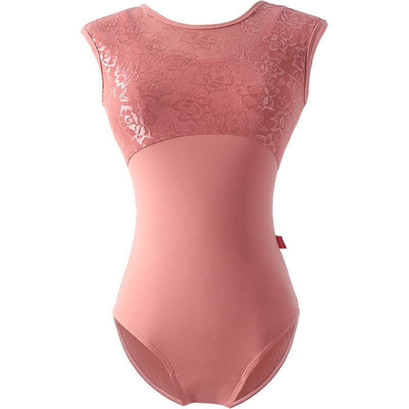 Qadınlar üçün qolsuz, krujeva detallı, saxta iki hissəli kombinezon/bodysuit, balet, yoqa və ya idman zalı üçün 5