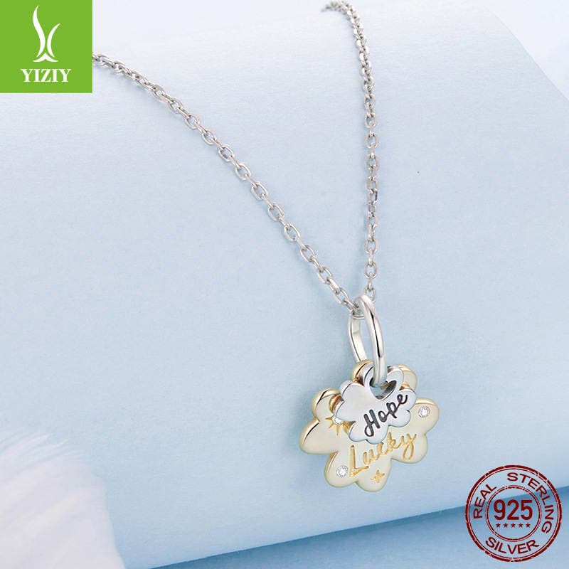 Yinziyun Original S925 Sterling Silver Lucky Four-Leaf Clover Pendant Jewelry Accessories Exquisite Engraving DIY Bracelet Beads 5