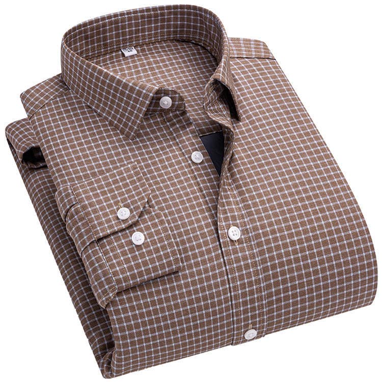 Plaid Warm Shirt for Men, Autumn and Winter New Korean Style Fashion Casual Men's Thickened Shirt for Young and Middle-Aged Men 1