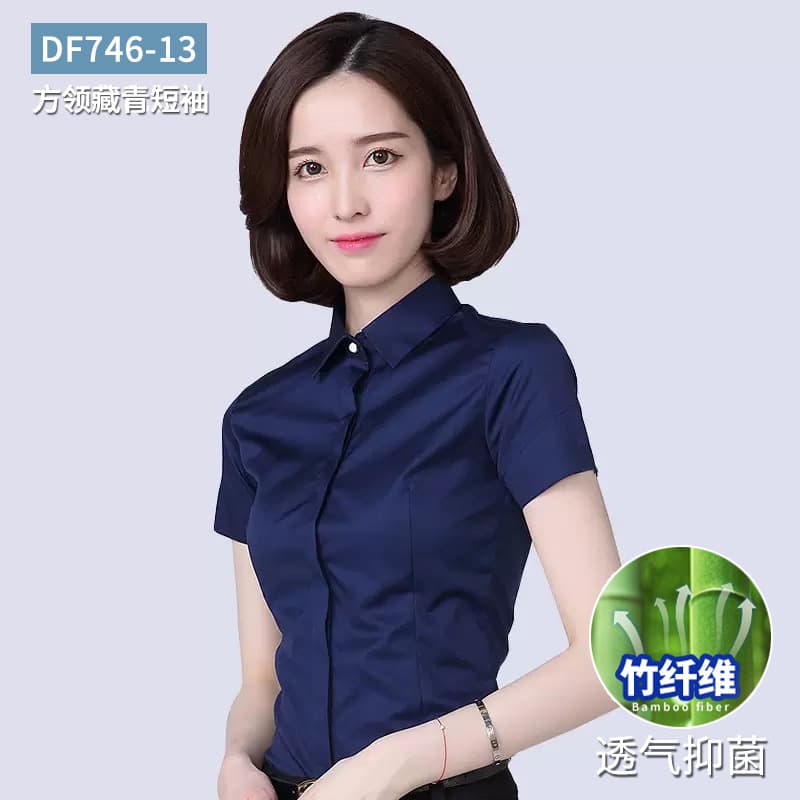 [bamboo fiber] navy blue short sleeves (breathable and antibacterial)