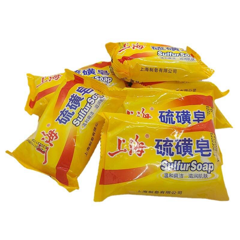 Genuine goods Shanghai sulfur soap 85g * 72 tablets face washing bath soap Shanghai soap sulfur 5