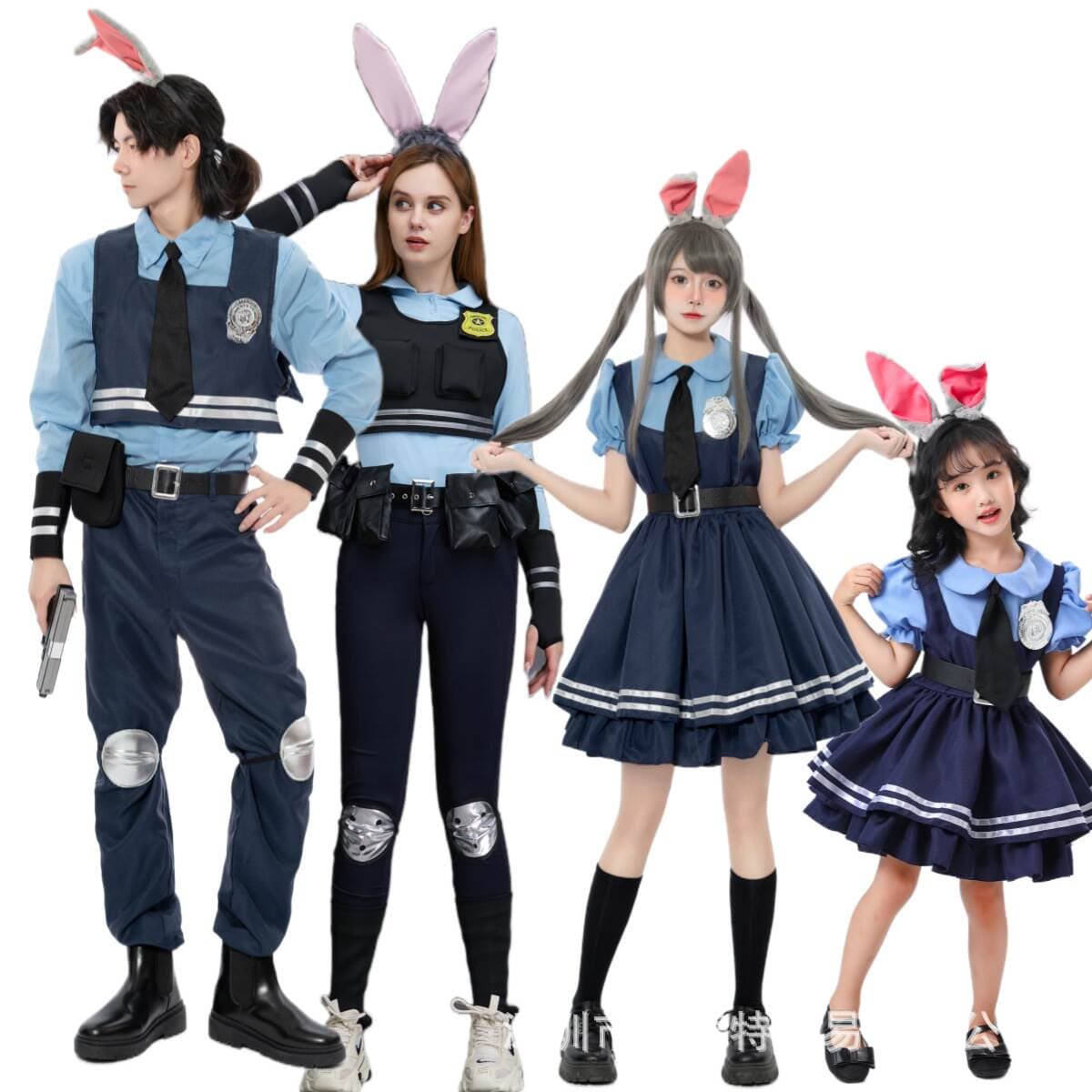 Halloween Costume Crazy Animal City Male and Female Parent Judy Rabbit Police Officer Cos Costume Full Couple Stage Costume 1