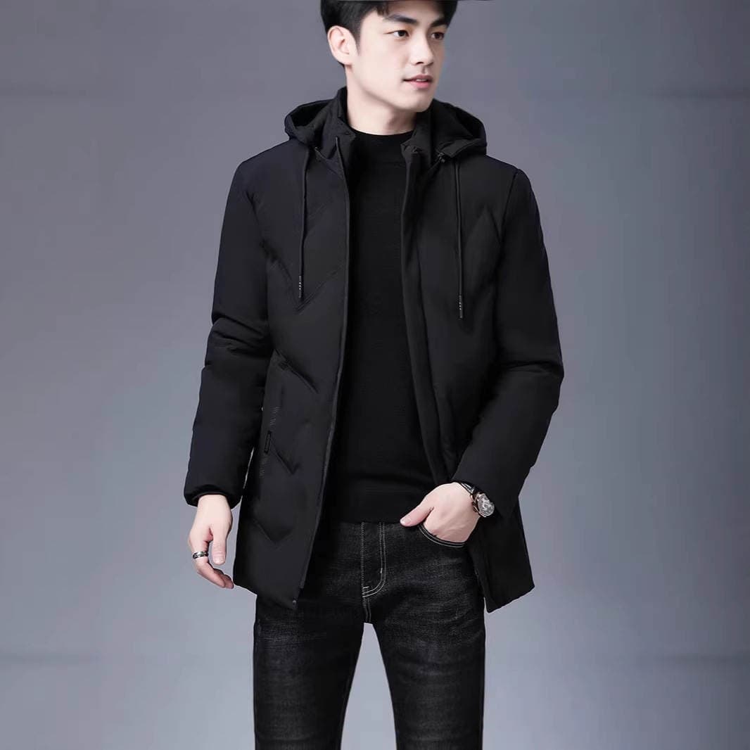Yingao Thickened Mid-Length Cotton Jacket for Men, New Winter Hooded Dad-Style Warm Cotton Coat for Men Wholesale 1